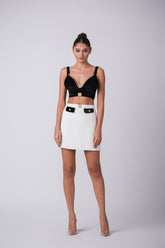 Tweed Mini Skirt With Contrast Pocket Details